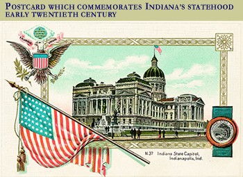 Postcard that Commermorated Indiana's Statehood early 20th century